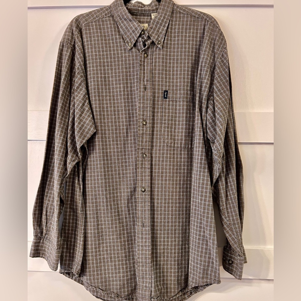 Izod Brand Men's Grey Checkered Shirt long sleeve shirt